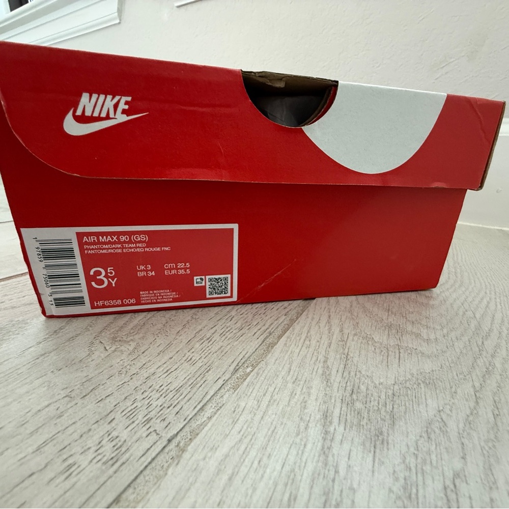 Nike Air Max 90 Kids Size 3.5Y Phantom Dark Team Red New In Box - Picture 4 of 4